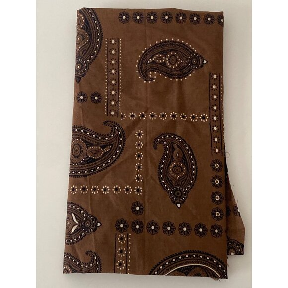 VTG Fabric Bandana Print Style Orange BrownQuilting Sewing Cloth Arts Crafts Rem - Picture 2 of 11